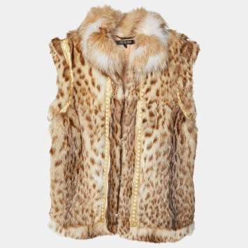 Pre Owned Roberto Cavalli Brown Fur Sleeveless Gilet M