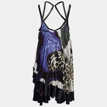 Pre Owned Roberto Cavalli Multicolor Printed Silk Mini Dress M