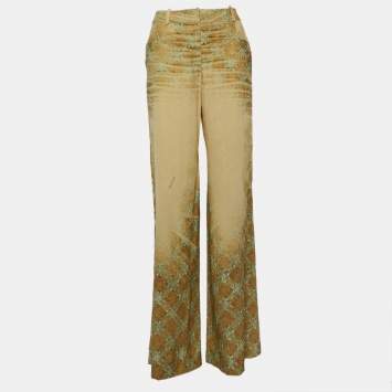 Pre Owned Roberto Cavalli Multicolor Print Silk Wide Leg Trousers S