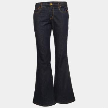 Pre Owned Roberto Cavalli Dark Blue Denim Flared Jeans M Waist 32"
