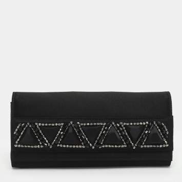 Pre Owned Roberto Cavalli Black Satin Clutch