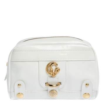Pre Owned Roberto Cavalli White Patent Leather Pouch