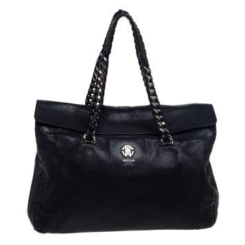 Pre Owned Roberto Cavalli Black Leather Regina Satchel