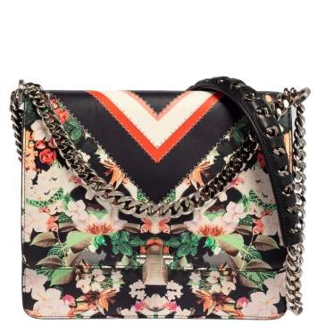 Pre Owned Roberto Cavalli Multicolor Floral Print Leather Shoulder Bag