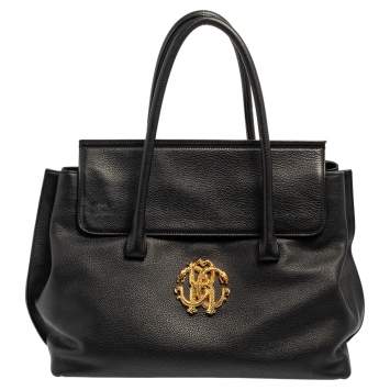Pre Owned Roberto Cavalli Black Leather Satchel