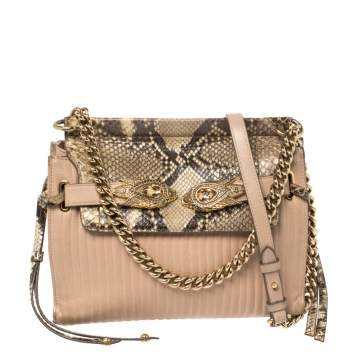 Pre Owned Roberto Cavalli Multicolor Leather And Snakeskin 'Onewish' Shoulder Bag