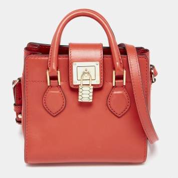 Pre Owned Roberto Cavalli Orange Leather Florence Tote
