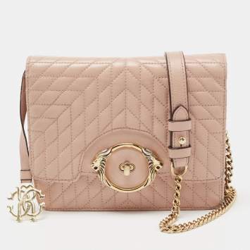 Pre Owned Roberto Cavalli Pink Quilted Leather Flap Shoulder Bag