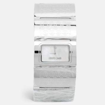 Pre Owned Roberto Cavalli Mother of Pearl Stainless Steel Pavon R7253117515 Women's Wristwatch 38 mm