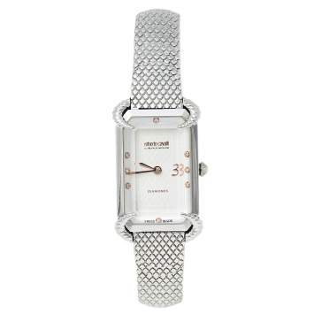 Pre Owned Roberto Cavalli By Franck Muller Silver Stainless Steel Diamonds 2L003 Women's Wristwatch 21 mm