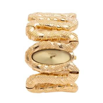 Pre Owned Roberto Cavalli Yellow Gold Plated Stainless Steel Cleopatra R7253195517 Women's Wristwatch 40 mm