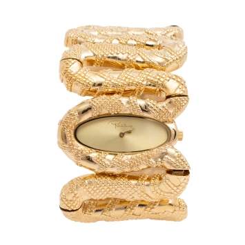 Pre Owned Roberto Cavalli Yellow Gold Plated Stainless Steel Cleopatra R7253195517 Women's Wristwatch 40 mm