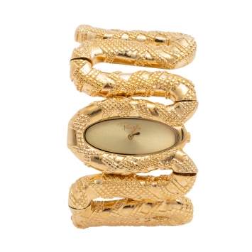 Pre Owned Roberto Cavalli Yellow Gold Plated Stainless Steel Cleopatra R7253195517 Women's Wristwatch 40 mm