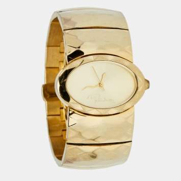 Pre Owned Roberto Cavalli Champagne Gold Plated Stainless Steel R7253133617 Women's Wristwatch 36 mm