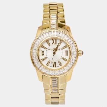 Pre Owned Roberto Cavalli Gold Plated Stainless Steel Tempus 51839 Women's Wristwatch 37 mm