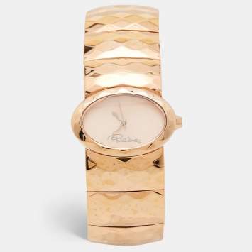 Pre Owned Roberto Cavalli Champagne Pink Rose Gold Plated Stainless Steel R7253133517 Women's Wristwatch 36 MM