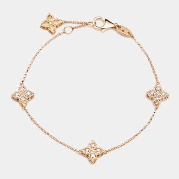 Pre Owned Roberto Coin Princess Flower Diamonds 18k Rose Gold Reversible Bracelet