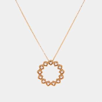 Pre Owned Roberto Coin Roman Barocco Diamond 18k Rose Gold Pendant Necklace