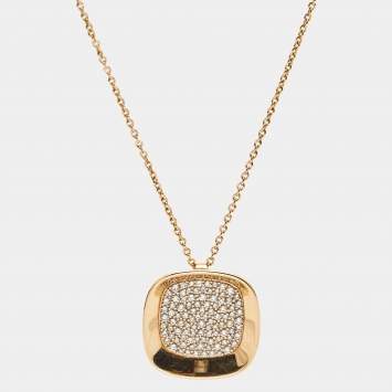 Pre Owned Roberto Coin Carnaby Street Diamond 18k Rose Gold Pendant Necklace