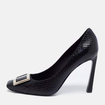 Pre Owned Roger Vivier Black Python Leather Trompette Pumps Size 40