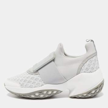 Pre Owned Roger Vivier Grey/White Mesh and Neoprene Viv Run Sneakers Size 37