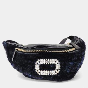 Roger Vivier Navy Blue Canvas and Leather belt bag
