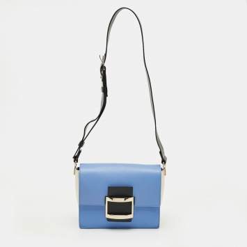 Pre Owned Roger Vivier Tricolor Leather Viv Flap Shoulder Bag