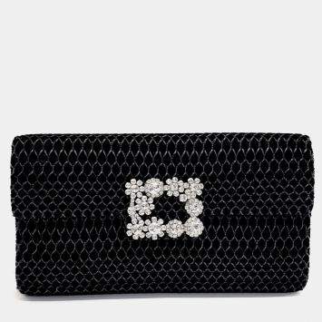 Pre Owned Roger Vivier Black Velvet Velvet Crossbody Bag