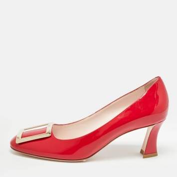 Pre Owned Roger Vivier Red Patent Belle Pumps Size 39
