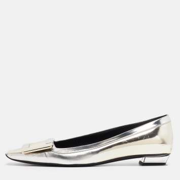 Pre Owned Roger Vivier Two Tone Leather Ballet Flats Size 36
