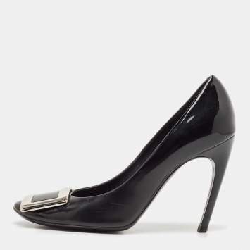 Pre Owned Roger Vivier Black Patent Leather Belle Vivier Trompette Pumps Size 37
