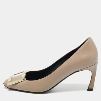 Pre Owned Roger Vivier Grey Leather Belle Vivier Trompette Pumps Size 35.5