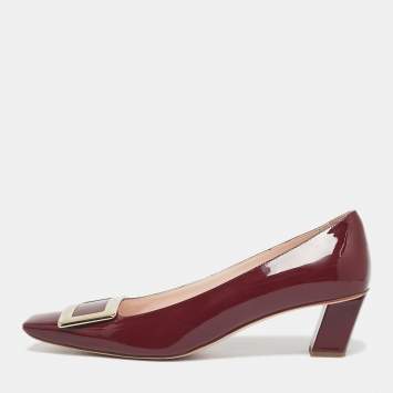 Pre Owned Roger Vivier Burgundy Patent Leather Trompette Pumps Size 41