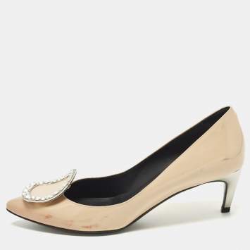 Pre Owned Roger Vivier Belle Vivier Trompette Size 35 Beige Patent Leather Pumps