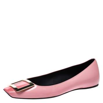 Pre Owned Roger Vivier Pink Patent Leather Ballet Flats Size 36