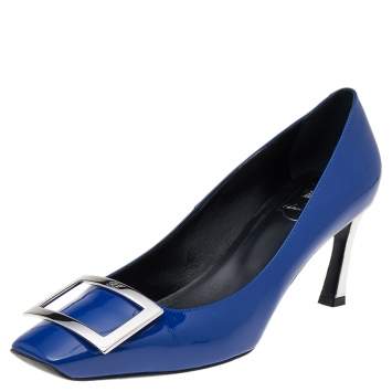 مملوكة مسبقًا Roger Vivier Limited Edition Blue Patent Leather Trompette Pumps Size 39.5