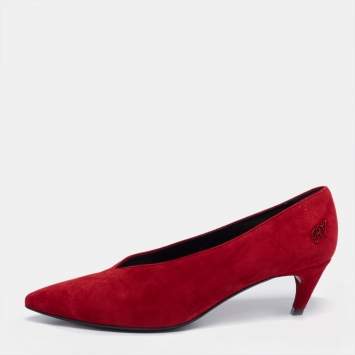 Pre Owned Roger Vivier Red Suede Pointed Toe Pumps Size 39