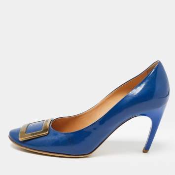 Pre Owned Roger Vivier Blue Patent Trompette Pumps Size 40