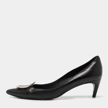 Pre Owned Roger Vivier Black Leather Trompette Pumps Size 40 