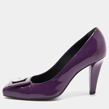 Pre Owned Roger Vivier Purple Patent Leather Pumps Size 38
