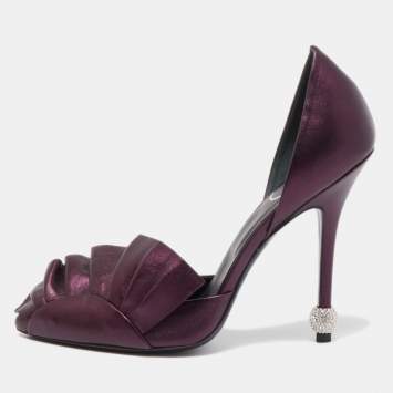 Pre Owned Roger Vivier Purple Leather D'orsay Pumps Size 38
