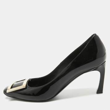 مملوكة مسبقًا Roger Vivier Black Patent Leather Belle Vivier Trompette Pumps Size 36