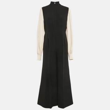 Pre Owned Roksanda Ilincic Black Gabardine Wide Leg Jumpsuit L