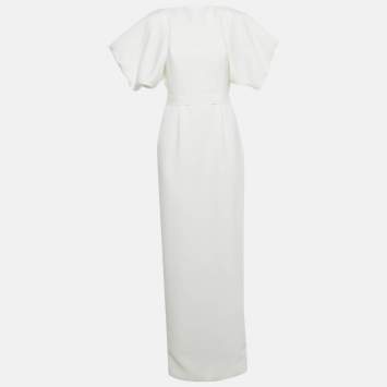 Pre Owned Roksanda White Crepe Puffed Sleeve Belted Maxi Dress M
