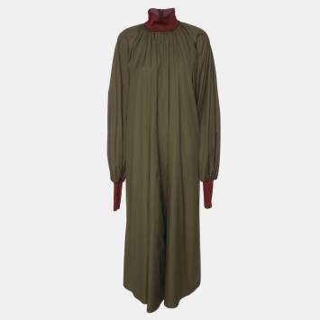 Pre Owned Roksanda Ilincic Green Cotton Long Sleeve Maxi Dress L