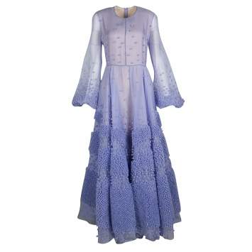 Pre Owned Roksanda Ilincic Limited Edition Lilac Silk Organza Bobble Embellished Viola Gown M