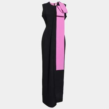 Pre Owned Roksanda Black and Pink Crepe Back Slit Detailed Sleeveless Dress M