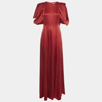 Pre Owned Roksanda Red Satin Silk Maxi Dress M