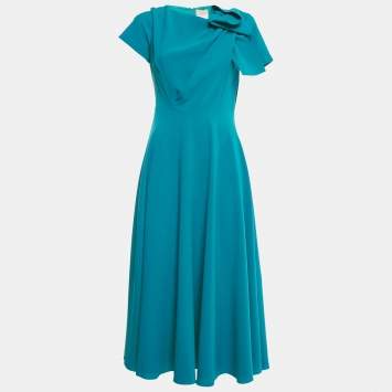 Pre Owned Roksanda Blue Crepe Ruffled Midi Dress M