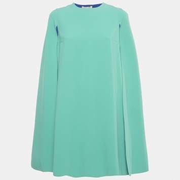 Pre Owned Roksanda Blue Two Toned Crepe Cape Short Dress M